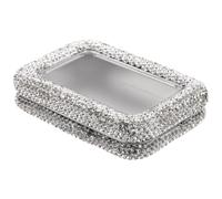 VILLCASE Boîte à Médiators de Guitare en Tôle, Strass, Fenêtre | Rangement Couvercle, Format Poche, pour Médiators, Ukulélé et Basse, Argenté