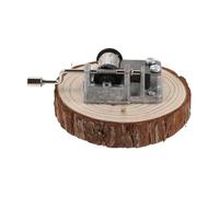 VILLCASE Boîte à Musique Vintage en Bois à Manivelle, Décorative | Taille 8x7,5x1cm, Finition Beige à Grain , Ambiance Paisible pour Chambre et Maison