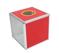 VILLCASE Boîte à Tombola Transparent Rouge Alliage Aluminium Urne De Vote Multifonction Pour Tickets Donations Et Collecte De Fonds