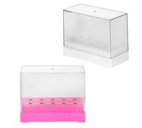 VILLCASE Boîte de Rangement pour Têtes de Meulage 2 Pièces Format Rectangle Blanc et Rose 10 Trous Écologique pour Manucure Salon Professionnel