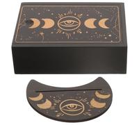 VILLCASE Boîte de Tarot en Bois avec Support Intégré, Coffret 15,8x10,6x5 Cm pour Cartes Divinatoires et Runes, Accessoire Pratique pour Rituel et Usage Quotidien