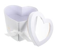 VILLCASE Boîte Présent de Cœur à Double Couche Rotative, Boîte à Fleurs Créative Blanche pour Emballage Bouquet, Jardinière Décorative pour Saint-valentin et Occasions Spéciales