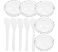 VILLCASE Bol Mélangeur en Verre Transparent Épais 5 Pièces 5 Bâtonnets de Mélange Blancs Petit Bol pour Masque DIY et Huiles Essentielles Kit Portable pour Salon de Beauté et Soins du