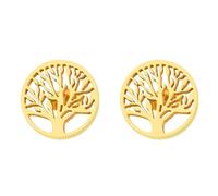 VILLCASE Boucles d'Oreilles Goujon Arbre de Vie en Acier Inoxydable Doré, Paire Élégante, Bijoux pour Femme, Décoration d'Oreille Raffinée, Accessoire Solide et Léger
