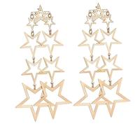 VILLCASE Boucles d'Oreilles Longues en Alliage Doré Puces d'Oreilles d'Étoile Boucles d'Oreilles pour Femmes Bijoux Légers et Élégants pour Usage Quotidien