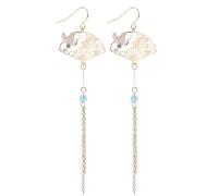 VILLCASE Boucles d'Oreilles Pendantes à Pompons d'Éventail Style Chinois Longues Légères 1 Paire Bijoux pour Femmes Boucles d'Oreilles Rétro Élégantes pour Tenue Formelle et