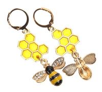 VILLCASE Boucles d'Oreilles Pendantes Abeille en Alliage Léger Design Ruche 1 Paire pour Femme Bijoux d'Oreilles Élégants Adaptés aux Anniversaires et Festivals