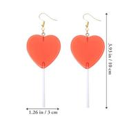 VILLCASE Boucles d'Oreilles Pendantes de Cœur Rouge Boucles d'Oreilles Sucettes en Résine Colorées 1 Paire d'Accessoires Légers et Hypoallergéniques pour Fêtes et Usage Quotidien
