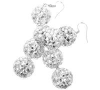 VILLCASE Boucles d'Oreilles Pendantes Disco en Boules Miroir Argentées Mini Taille Légères et Hypoallergéniques pour Soirées Fêtes et Événements Festifs 1 Paire