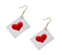VILLCASE Boucles d'Oreilles Puces Transparentes de Cœur et Bonbon Légères et Confortables 1 Paire pour Femmes Saint-Valentin et Occasions Festives