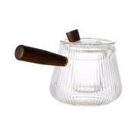 VILLCASE Bouilloire en Verre et Bois Résistante Chaleur, Théière Transparente Design Classique pour Infuser Thé en Feuilles ou Sachets, Usage Familial et Moments de Détente