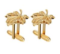 VILLCASE Boutons de Manchette de Feuille D'érable Dorée, 1 Paire, Accessoires Vestimentaires Élégants pour Chemises Hommes, Fixations Décoratives pour Occasions Formelles et Décontractées