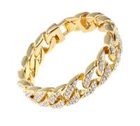 VILLCASE Bracelet Chaîne Cubaine Homme Or, Alliage Plaqué, Style Hip Hop | Finition Électroplaquée Brillante, Pierres Étincelantes, Look Luxueux Chic, pour Danseurs et Chanteurs