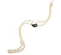 VILLCASE Bracelet Couple Yin Yang en Acier Inoxydable Doré Ensemble 2 Pièces Ajustable Chaîne Cœur Bijoux Tai Chi pour Homme et Femme Présent Amour et Amitié Style Unisexe Élégant