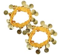VILLCASE Bracelet de Cheville Accessoire Ornemental en Coton et Acier Inoxydable Léger Jaune pour Danse du Ventre pour Performance et Pratique de Danse