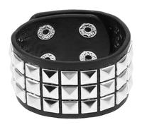 VILLCASE Bracelet en Cuir Clouté Punk Vintage pour Homme Réglable en Métal et Pu Cuir Style Rétro à Trois Rangs pour Accessoires Mode Fête des Pères