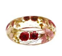 VILLCASE Bracelet en Résine Fleurs Séchées Marguerite, Motif Trèfle, 1 Pièce, Bracelet Jonc Féminin, Accessoire Floral pour Tenue Traditionnelle et Présent Femme