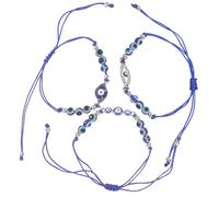 VILLCASE Bracelet Œil Maléfique Bleu en Perles Breloques, Lot de 3 Pièces, Bracelet de Protection Unisexe en Fil Ciré, Accessoires pour Fêtes et Usage Quotidien