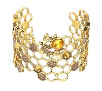 VILLCASE Bracelet Jonc Ouvert Abeille pour Femme Bijou Ajustable de Ruche Design Ajouré Léger Accessoire pour Fêtes Anniversaires et Occasions Spéciales