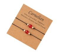 VILLCASE Bracelet Tressé en Cornaline Noire pour Couples, Lot de 2 Chaînes de Poignet Commémoratives, Accessoire de Bijouterie Saint Valentin, Présent Romantique pour Homme et Femme