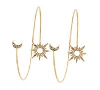 VILLCASE Bracelets Manchettes en Métal Doré et Ornements Brillants, Accessoires pour Femmes, Motif Soleil et Lune, Ajustables, Bijoux de Bras Haut du Bras, pour Fêtes et Vie Quotidienne,