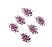 VILLCASE Breloque Raisin en Résine pour Bijoux, Lot de 6 pour Chaînes | Finition Soignée, Léger, pour Création DIY et Cours, en Plastique, Coloris Pourpre, Mini Pendentifs