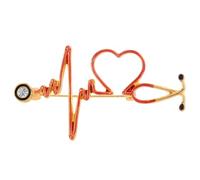 VILLCASE Broche Créative Stéthoscope Électrocardiogramme En Métal Avec Cristaux, Accessoire Chic Femme, Décoration Costume Fête, Badge Cœur Élégant Et Original,