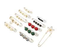 VILLCASE Broche de Sécurité pour Pantalon et Broche en Perle Simulée Élégante en Alliage, Protection Vie Privée et Décoration Chic pour Affaires et Fêtes, Lot de 11 Pièces Style Aléatoire