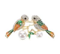 VILLCASE Broche en Cristaux, Épinglette Animalière Pie Bavarde en Alliage de Zinc, Vert, Lot de 2, pour Vêtements et Chapeaux, Accessoire de Mode pour Femmes