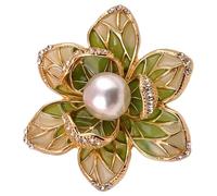 VILLCASE Broche Fleur Décorative En Alliage Vert, Épingle De Revers Féminine, Accessoire Mode Pour Fêtes, Costumes Et Châles, Taille Standard, Broche Élégante Et Polyvalente