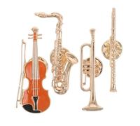 VILLCASE Broche Musicale Vintage en Alliage Or 4 Pièces D'instruments de Musique Légers pour Amateurs de Musique Lors de Concerts et Occasions Spéciales