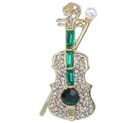 VILLCASE Broche Violon Fantaisie pour Femme Épingle Décorative Verte Unique Accessoire de Mode Élégant pour Anniversaire et Fête Bijou Musical Original et Léger Présent