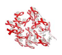 VILLCASE Broches Ruban Rouge Sensibilisation Santé 25 Pièces, Épingles Décoratives pour Campagnes Préventives, Accessoire Associatif Caritatif, Lot Polyvalent Femme Adulte