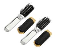 VILLCASE Brosse à Cheveux Pliante Miroir 4 Pcs pour Voyage, Massage du Cuir Chevelu et Démêlage, Compacte et Portable en Abs pour Hommes et Femmes