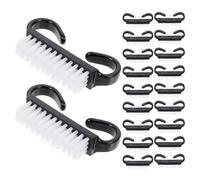 VILLCASE Brosse à Ongles Noire pour Manucure, Lot de 24pcs en Abs et Pp, Résistante aux Taches, Forme Courbée pour Salon de Beauté