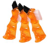 VILLCASE Brosse pour Prothèses Dentaires Adultes 3 Pièces Design Compact et Poils Fins, Brosse Orange en Pp et Fibre Nettoyage Précis des Appareils Dentaires