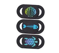 VILLCASE Cache Webcam Coulissant Confidentialité 3 Pièces pour Ordinateur Portable Smartphone Tablette, Accessoire Informatique Protecteur de Vie Privée, Motifs Tortue Poisson, Noir