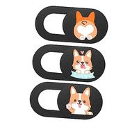 VILLCASE Cache Webcam Coulissant pour Ordinateur Portable et Tablette en Abs Motif Chien, Petit Format Facile à Installer, Lot de 3 Pièces pour Protection Vie Privée