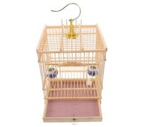 VILLCASE Cage à Oiseaux Bambou Rectangulaire Traditionnelle avec Plateau Amovible Cage Suspendue pour Chardonnerets et Petits Oiseaux Design Élégant pour Intérieur et Balcon