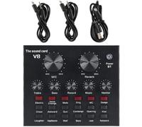 VILLCASE Carte Son Professionnelle Microphone à Condensateur 800, Double Entrée pour Diffusion en Direct sur Téléphone et Ordinateur, Table de Mixage Audio Compatible Streaming