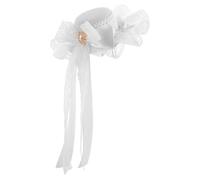 VILLCASE Chapeau Mini Fédora Blanc en Dentelle avec Voile Latéral, Élégant pour Mariages et Soirées, Accessoire Coiffure Confortable et Romantique
