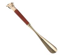 VILLCASE Chausse-pied à Long Manche 32 Cm Décoration Tête de Vache en Alliage Solide et Bois, Facile à Enfiler, Réduit la Fatigue du Dos pour Hommes et Femmes