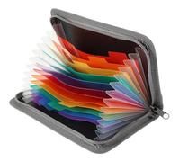 VILLCASE Classeur Accordéon Plastique A6 Gris Bord Arc-en-Ciel, Organiseur de Dossiers Portable Multi-Poches, Trieur Document Compact pour Factures et Petits Papiers, Bureau et Voyage