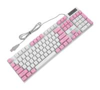 VILLCASE Clavier Mécanique Filaire RGB à 104 Touches, Effet Lumineux Blanc et Rose, Clavier Gamer Silencieux Pleine Taille Pavé Numérique, pour Bureau et Jeux Vidéo