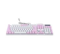 VILLCASE Clavier Mécanique Gamer Filaire RGB Rétroéclairé Blanc et Violet Effets Lumineux Variés Touches Robustes et Molette Multimédia pour PC Portable et Bureau Clavier de Jeu Haute