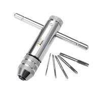 VILLCASE Clé à Cliquet Réglable à Poignée en T pour Tarauds M3-m8 en Acier, Outil Manuel de Filetage Réversible, Accessoire pour Réparation Vélo et Assemblage Meubles, Set Clé à Tarauder