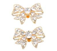 VILLCASE Clips à Chaussures Amovibles à Strass pour Femmes, Paire de 2 Boucles Nœud Doré M2005, Accessoires Décoratifs Élégants pour Talons Hauts et Chaussures Habillées, Ornements Mariage