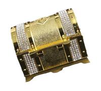 VILLCASE Coffret à Bijoux Miniature en Métal Doré Orné de Cristaux Petite Boîte de Rangement pour Boucles d'Oreilles Bagues et Bracelets Coffre Rétro Compact pour Voyage et Organisation