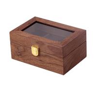 VILLCASE Coffret à Montres en Bois de Noyer 3 Emplacements Coussins Amovibles et Couvercle Transparent, Boîte de Rangement Rétro Résistante à l'usure pour Organisation Pratique des Montres