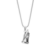 VILLCASE Collier Bouteille de Potion en Acier Titane Pendentif Fiole Minimaliste Chaîne Perle Carrée Bijou Unisexe pour Aromathérapie et Usage Quotidien Collier Simple et Brillant pour